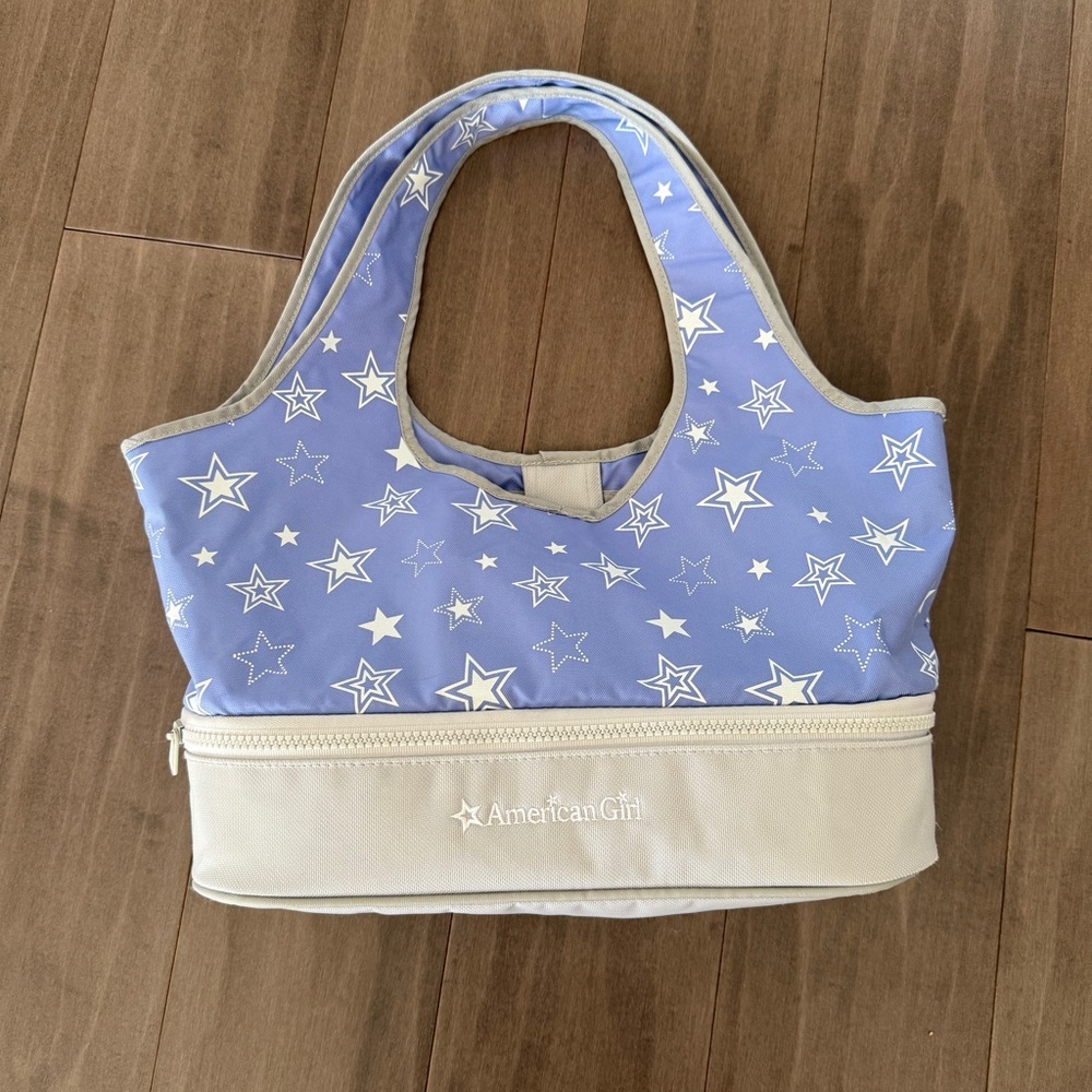 American Girl Blue and Cream Star Tote Bag carryall for 18 inch dolls
